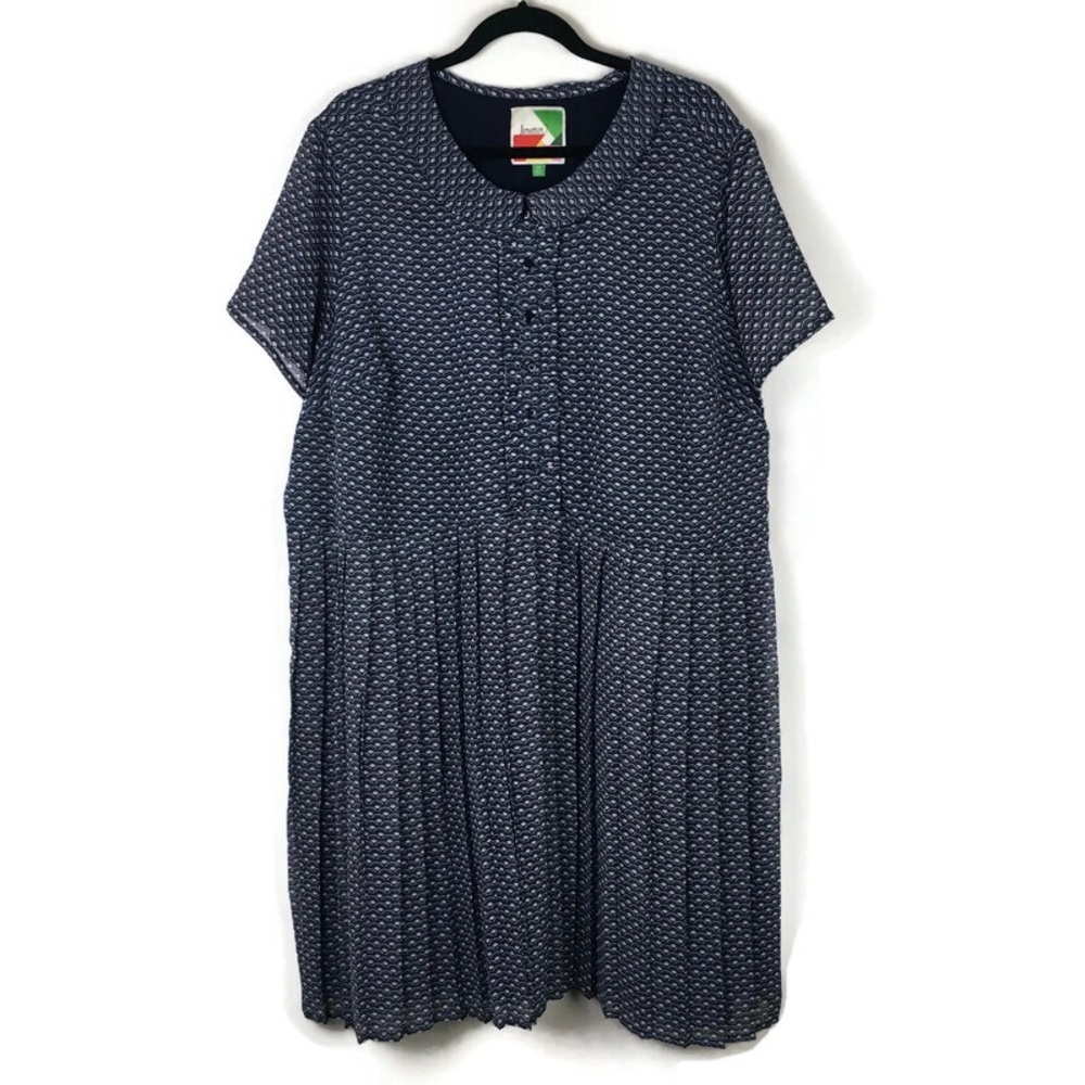 ModCloth Navy Printed Short Sleeve Dress